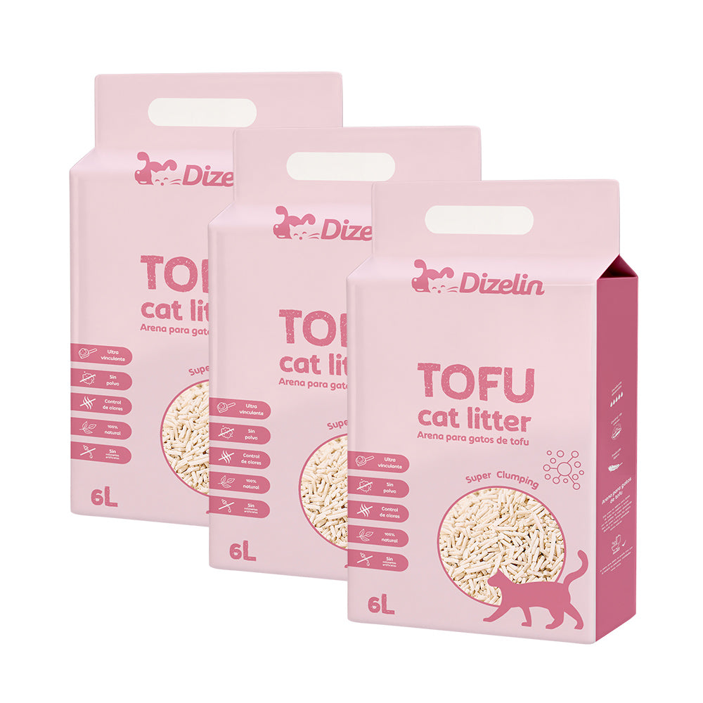 Arena para gato de tofu 6L-12L-18L-24L-30L-36L-42L-48L - Biodegradable y respetuosa con el medio ambiente