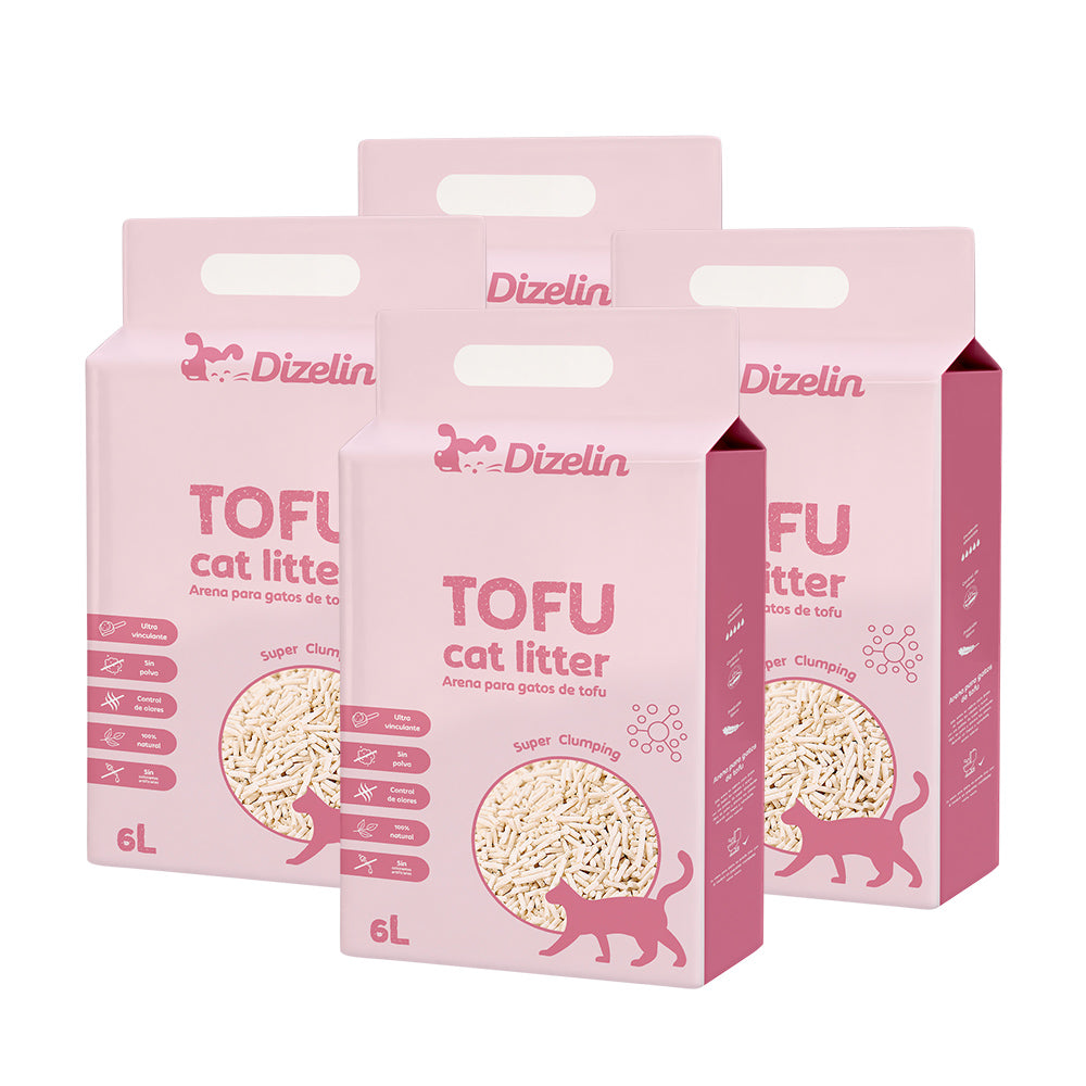 Arena para gato de tofu 6L-12L-18L-24L-30L-36L-42L-48L - Biodegradable y respetuosa con el medio ambiente