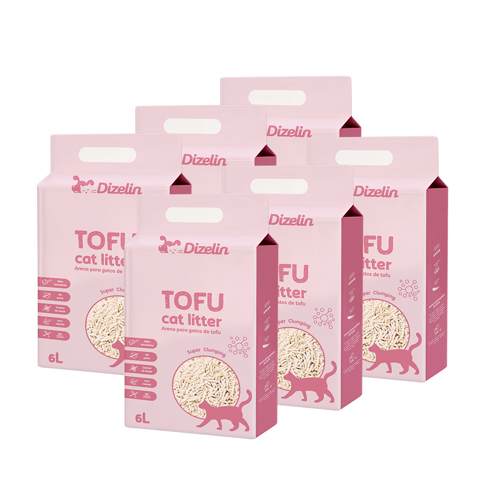 Arena para gato de tofu 6L-12L-18L-24L-30L-36L-42L-48L - Biodegradable y respetuosa con el medio ambiente