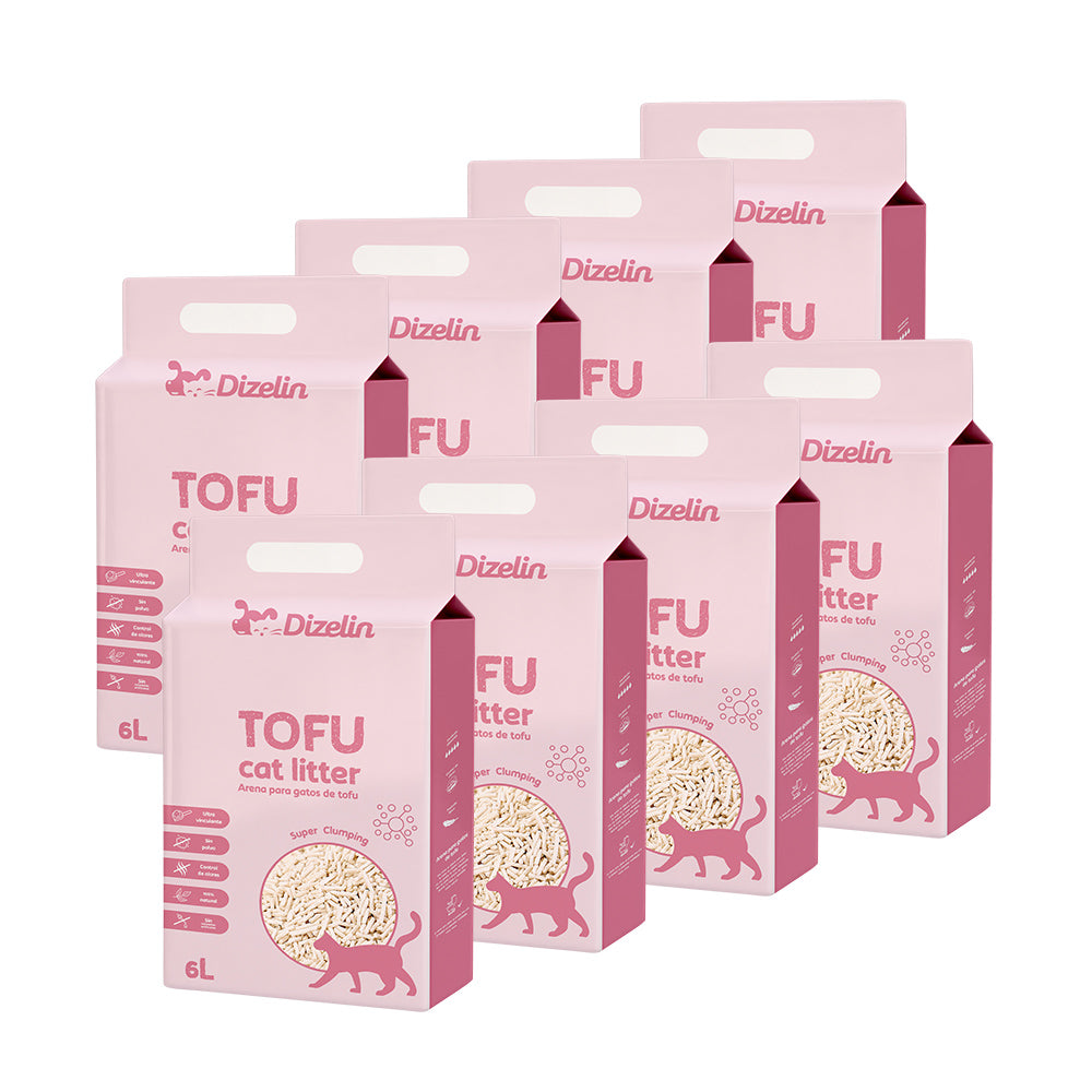 Arena para gato de tofu 6L-12L-18L-24L-30L-36L-42L-48L - Biodegradable y respetuosa con el medio ambiente