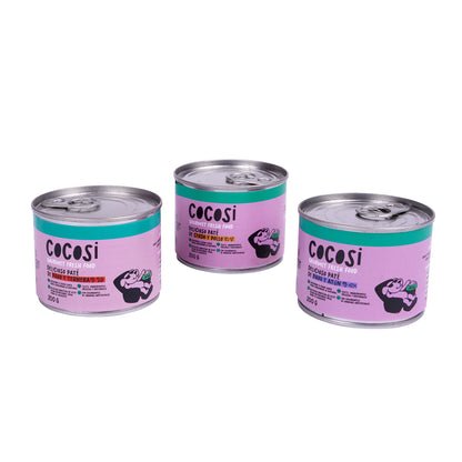 Cocosi Paté para perros Multisabor 200gx3 cerdo y pollo,pavo y atún,pavo y ternera
