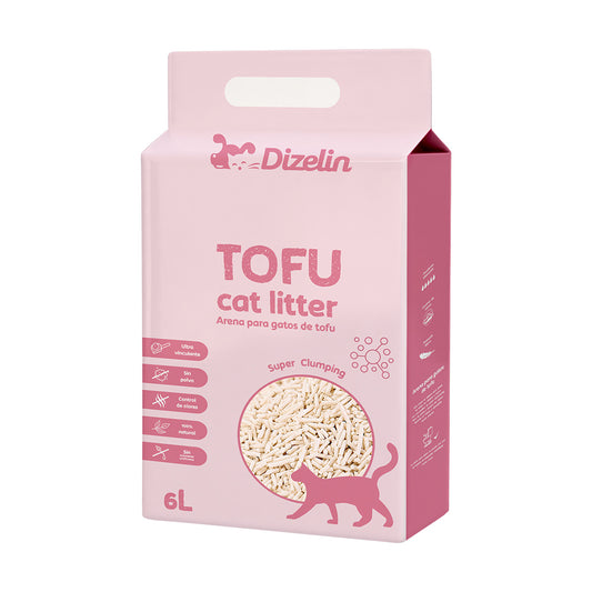 Arena para gato de tofu 6L-12L-18L-24L-30L-36L-42L-48L - Biodegradable y respetuosa con el medio ambiente